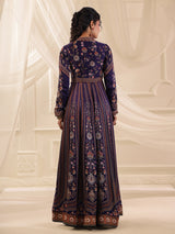 Purple silk anarkali style designer palazzo suit