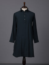 Dark green silk solid festive eid pathani suit