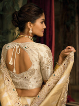 Yellow ziraf silk embellished festive wedding saree