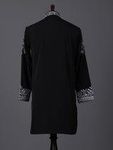 Black silk embroidered festive kurta suit