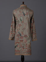 Olive silk printed thread work festive kurta suit