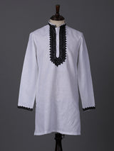 White cotton linen thread work elegant festive kurta