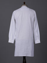 White linen embroidered elegant wedding festive kurta