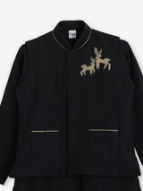 Black silk festive wear boys waistcoat set