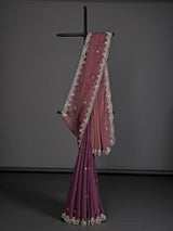 Pastel purple tissue silk diamond embellished saree