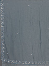 Grey chiffon zardosi work party wear saree elegance