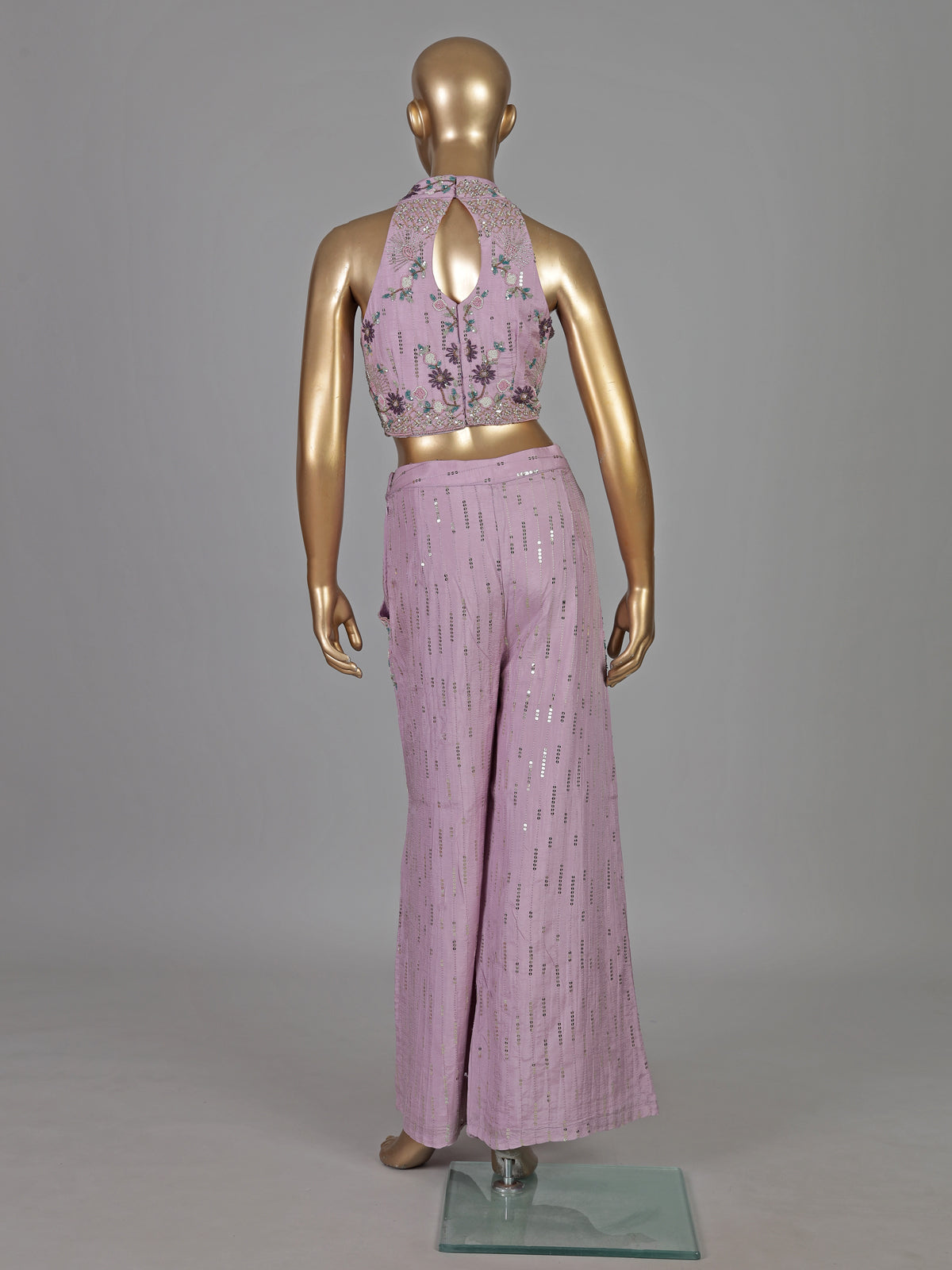 Lavender purple cotton silk designer palazzo suit