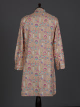 Light peach linen printed thread and sequins festive kurta