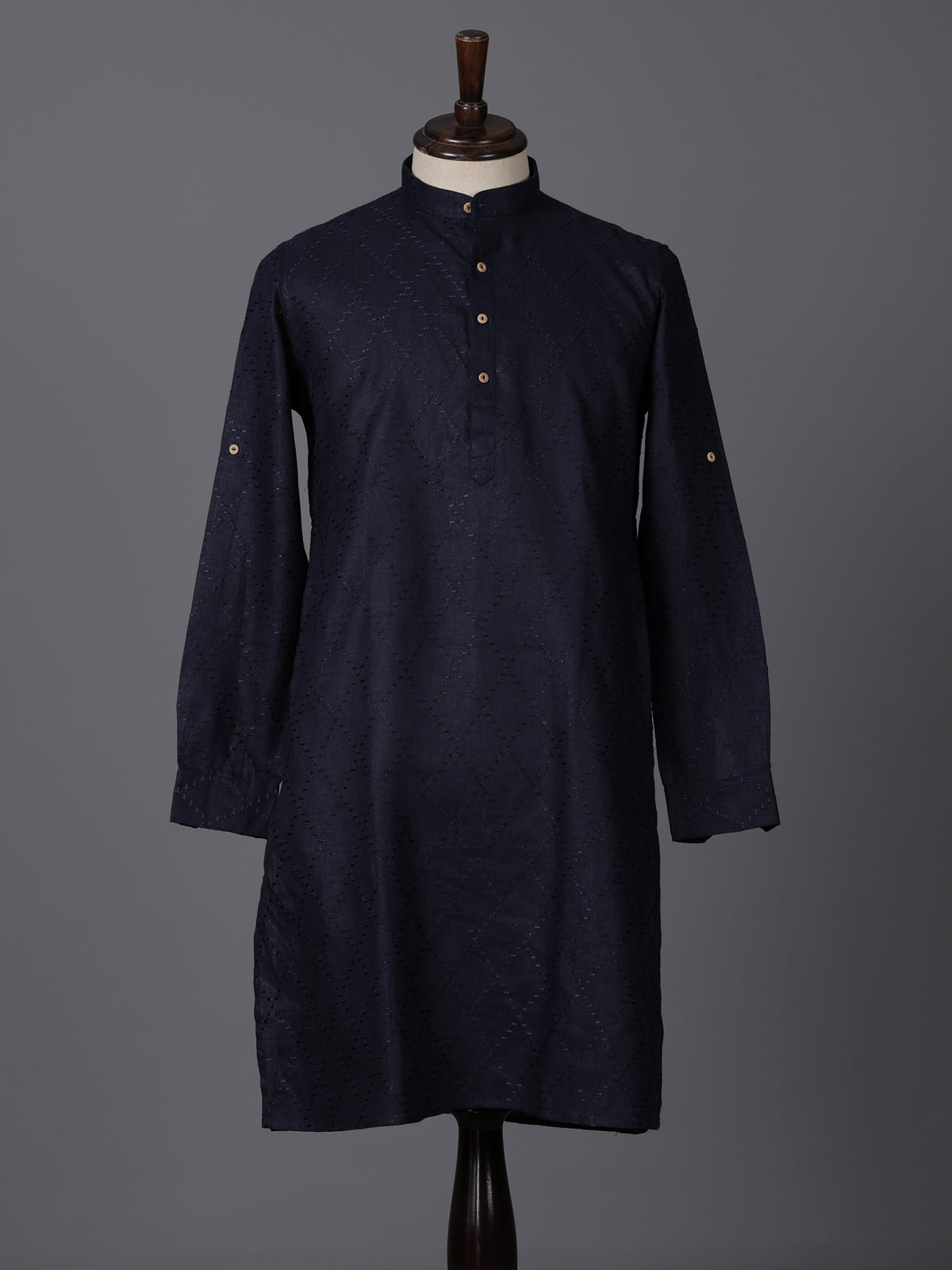 Navy cotton thread work festive wear kurta