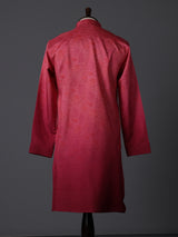 Rani pink silk shaded floral printed festive kurta