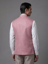 Onion pink cotton textured festive embellished waistcoat