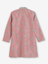 Peach silk embroidered work wedding kurta suit