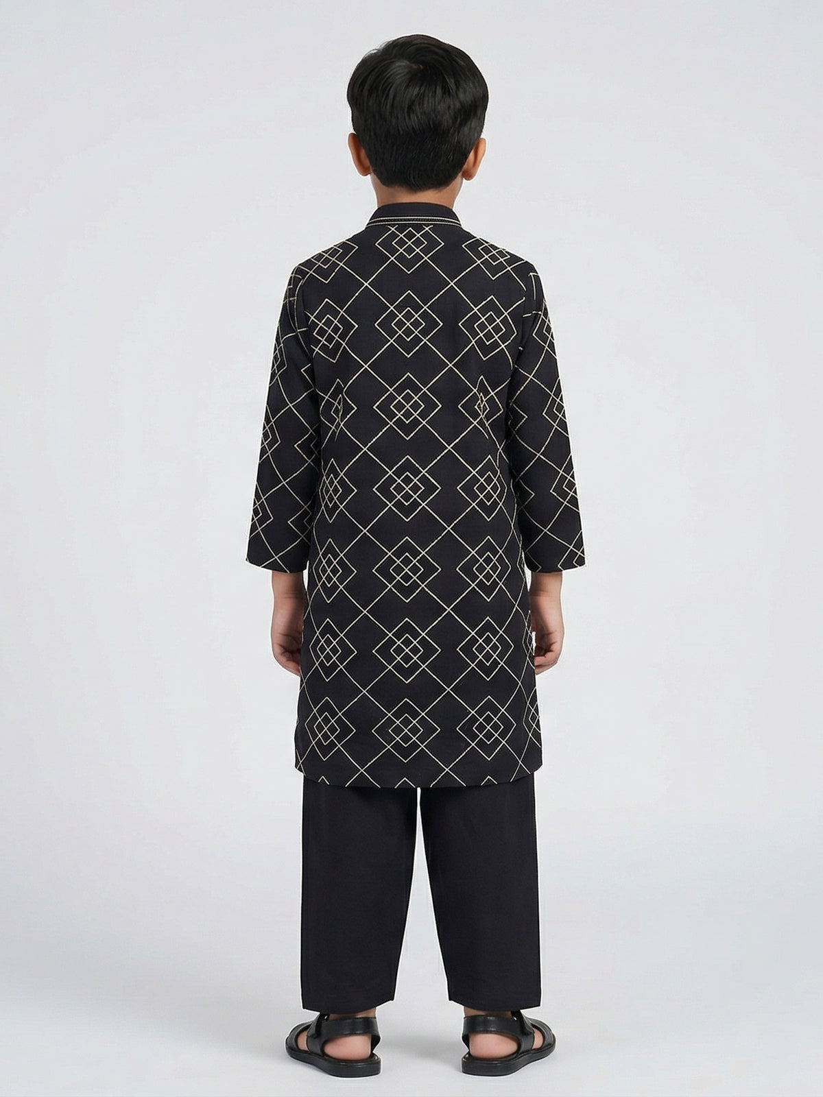 Black cotton thread work festive kurta suit