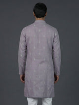 Lilac purple cotton thread work festive kurta