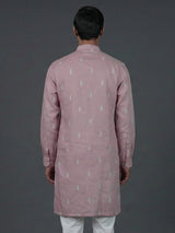 Onion pink cotton thread weaving festive kurta