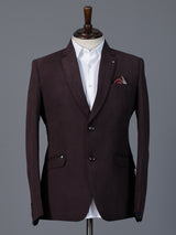 Wine terry rayon solid two button party blazer