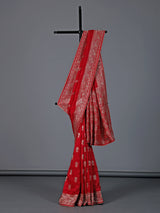 Red dola silk zari work wedding festive saree