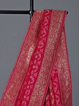 Rani pink bandhej dola silk festive saree