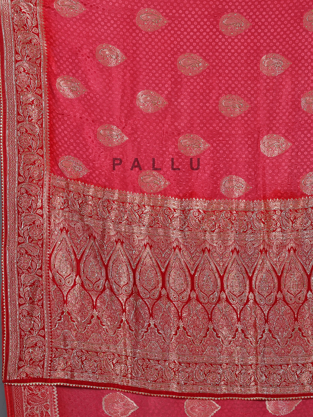 Rani pink dola silk shaded border festive saree