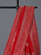Red dola silk zari work festive saree