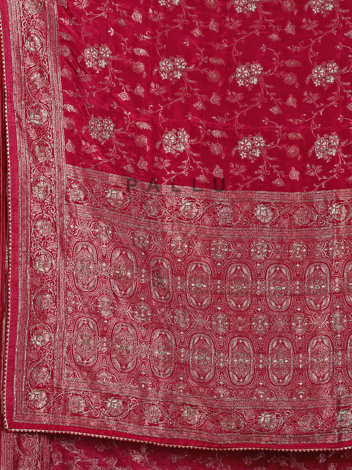 Maroon dola silk zari work wedding saree