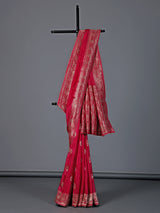 Pink dola silk zari gota festive saree