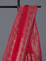 Pink dola silk zari gota festive saree