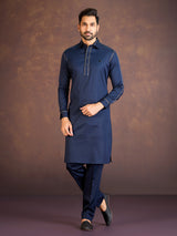 Navy satin cotton lycra pathani suit for fetival