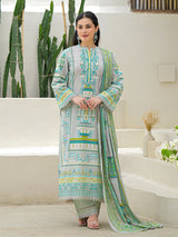 Light grey silk printed festive palazzo set with dupatta