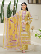 Mustard yellow silk printed festive palazzo set with dupatta