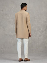 Gold jute elephant brooch premium designer indowestern set
