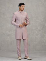 Pink jute elephant motif festive embellished indowestern set