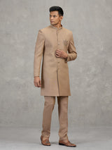 Gold jute elephant motif luxurious wedding indowestern set
