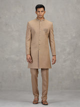 Gold jute elephant motif luxurious wedding indowestern set