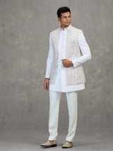 Off white indowestern set for men wedding wear