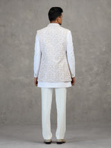 Off white indowestern set for men wedding wear