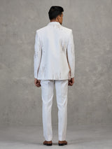 Off white linen carnival printed style indowestern set