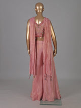 Onion pink crepe silk mirror and aabla festive palazzo suit