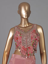 Onion pink crepe silk mirror and aabla festive palazzo suit