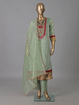 Pista green silk yoke style festive salwar suit