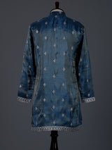 Pastel blue silk resham sequins wedding kurta suit