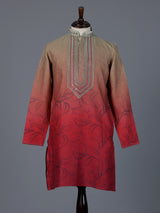Red olive shaded cotton aabla thread festive kurta suit