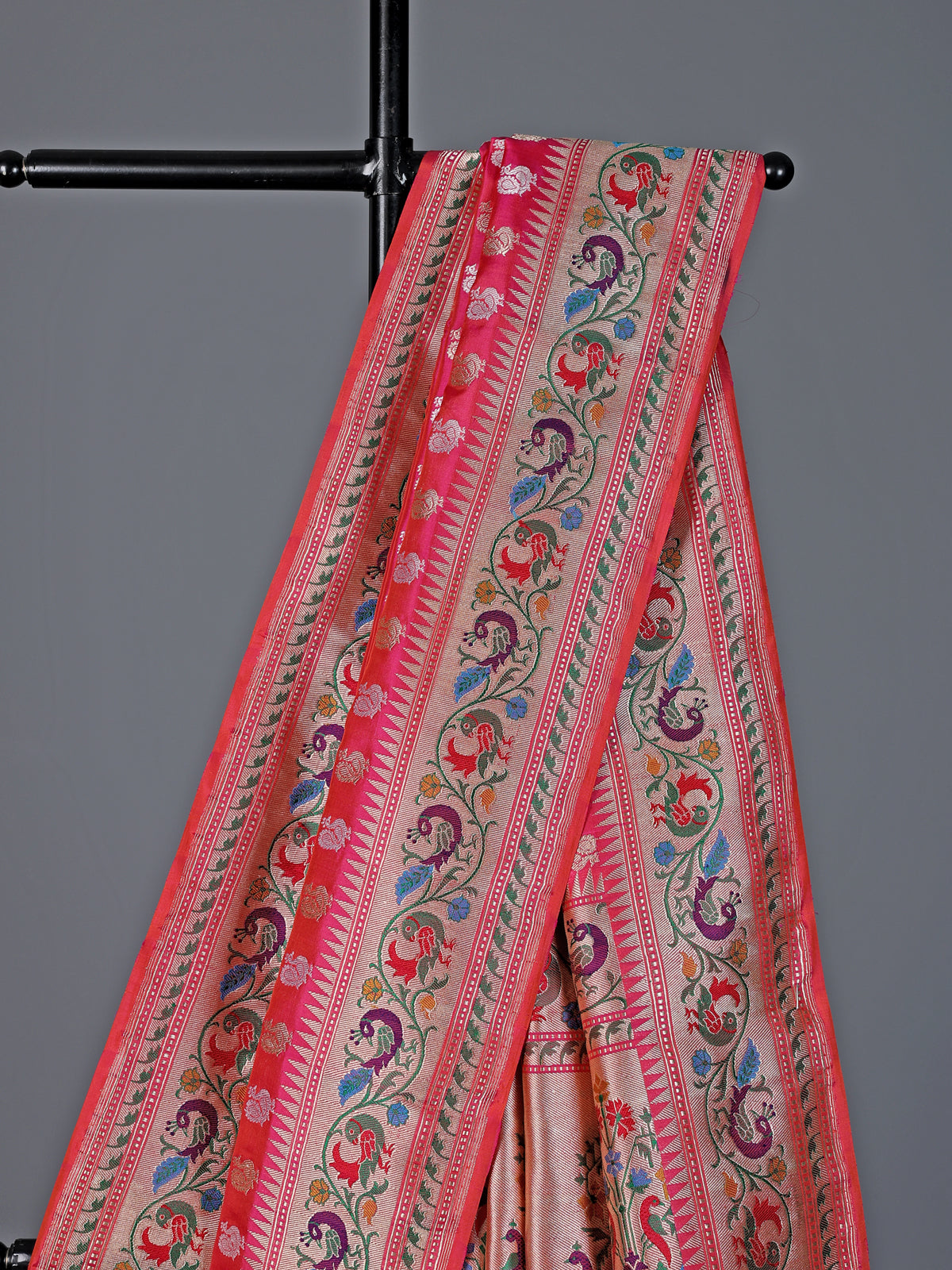 Vibrant rani pink pure banarasi silk grand festive saree