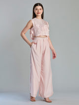 Elegant peach silk indo western designer co ord set