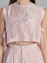 Elegant peach silk indo western designer co ord set