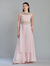 Charming blush pink organza designer kurti palazzo set