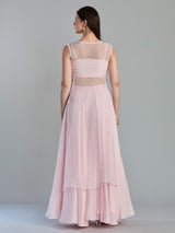 Charming blush pink organza designer kurti palazzo set