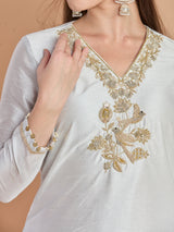 Royal off white chanderi designer embellished salwar suit