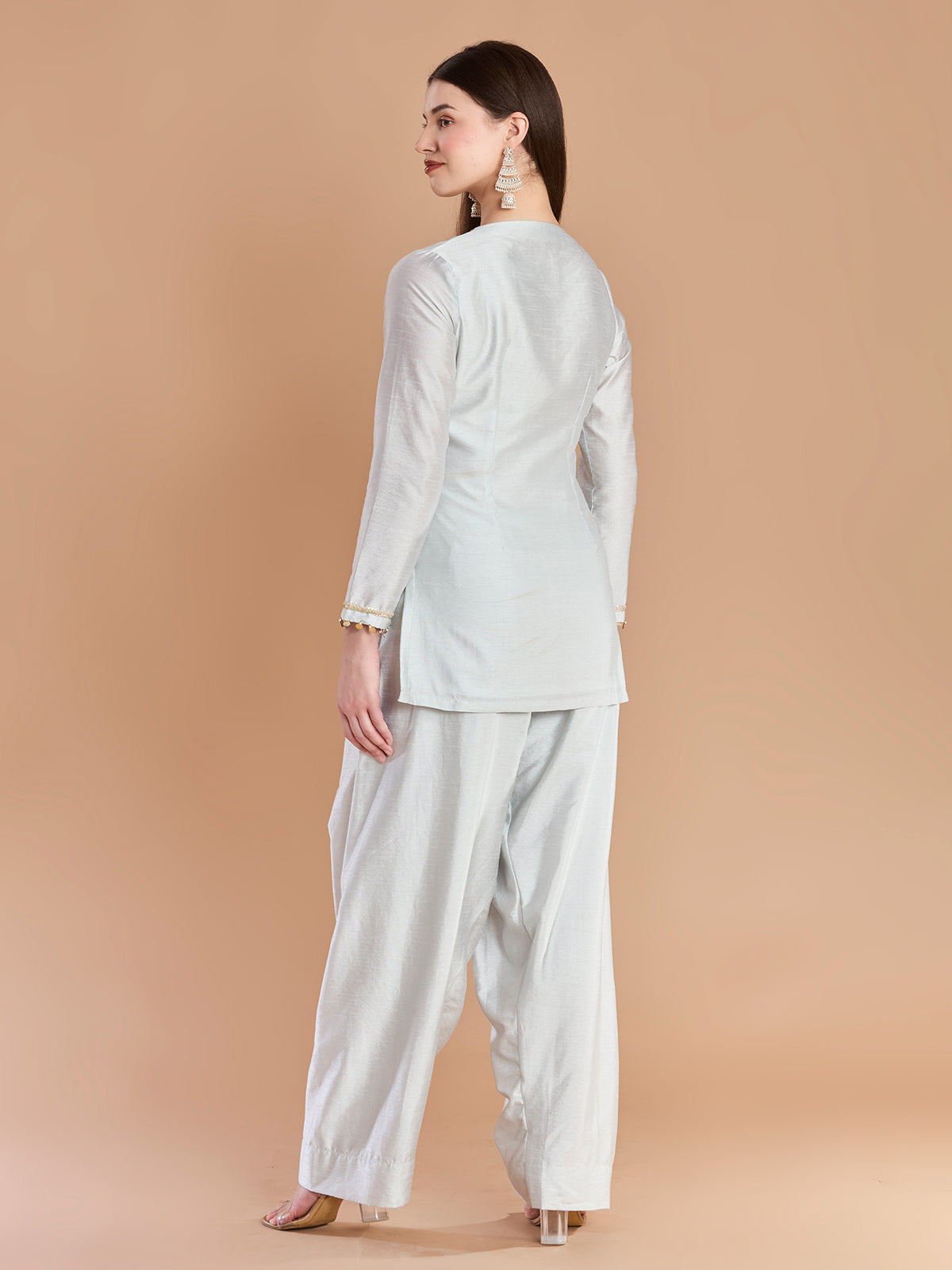 Royal off white chanderi designer embellished salwar suit