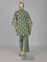Mehendi green cotton floral printed casual co ord set